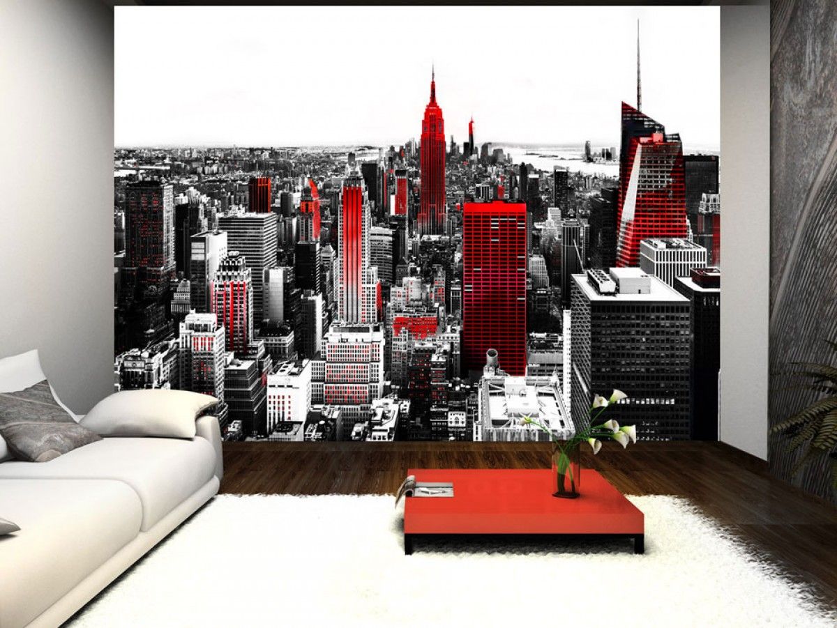Murando DeLuxe Fototapeta New York v červené Velikost (šířka x výška): 300x210 cm - S-obrazy.cz