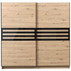 Šatní skříň s posuvnými dveřmi Rimini - dub artisan/černá