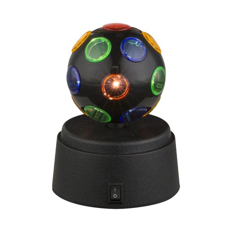 Globo 28017 stolní svítidlo otočná disko koule Disco 3x0,06W - multicolor, vypínač na těle, černá - Dekolamp s.r.o.