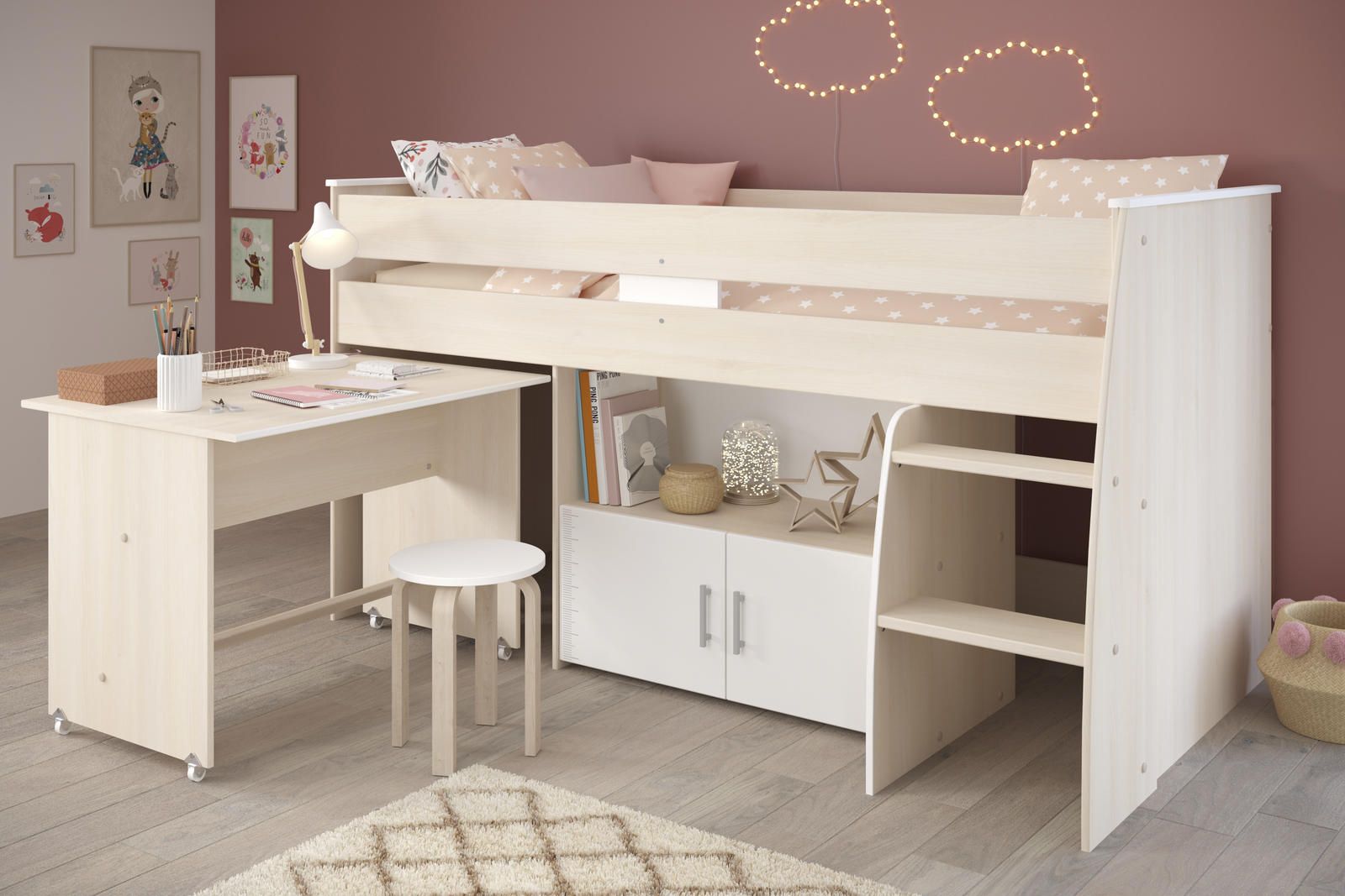 Aldo Multifunkční dětská postel pro holku Charly - Nábytek ALDO