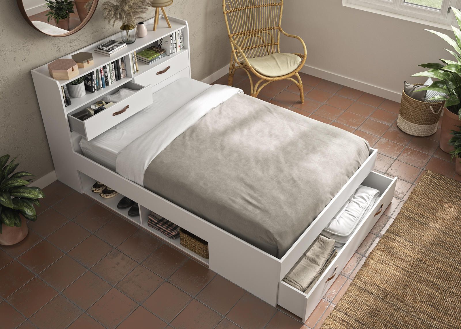 Aldo Designová postel s úložným prostorem, nádstavcem Sabia - Nábytek ALDO