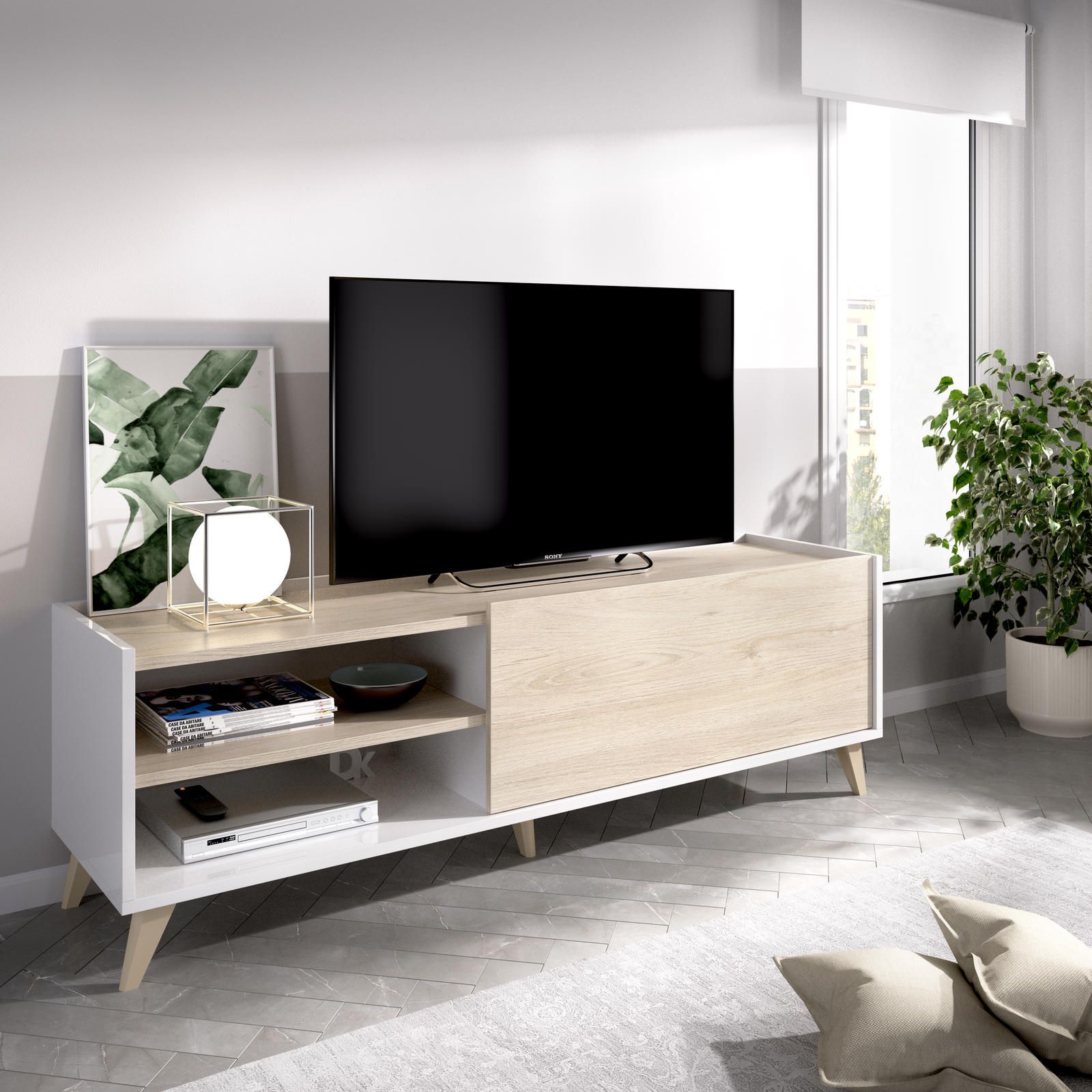 Aldo Designový televizní stolek Ness white - Nábytek ALDO