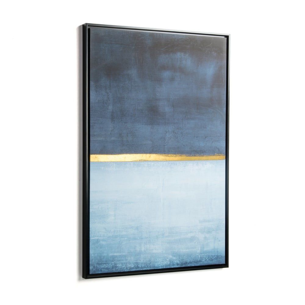 Modro zlatý abstraktní obraz Kave Home Wrigley 90 x 60 cm - Bonami.cz