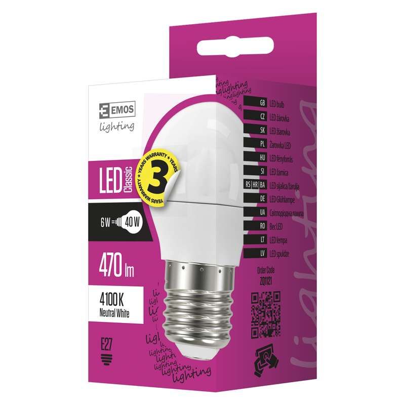 Emos LED žárovka Classic Mini Globe 6W E27 Neutrální bílá - Svítidla FEIM