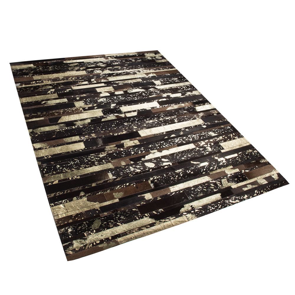 Hnědozlatý patchwork koberec z hovězí kůže 160x230 cm ARTVIN - Beliani.cz