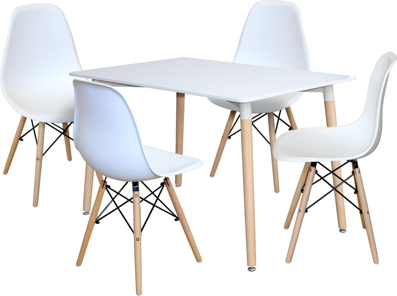 Jídelní stůl 120x80 UNO bílý + 4 židle UNO bílé Mdum - M DUM.cz