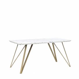 Jídelní stůl mramorový vzhled bílý / zlatý 150 x 80 cm MOLDEN
