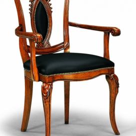 Královská židle s opěrkami černá kůže 56x48x96 Mdum