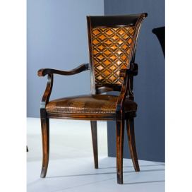 Stylová židle s opěrkami hnědá kůže zlato černý efekt 58x58x100 Mdum