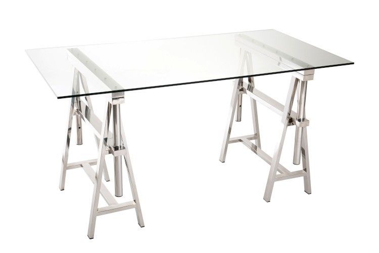 Psací stůl Steel Silver se skleněnou deskou - 150 * 80 * 78 cm J-Line by Jolipa - LaHome - vintage dekorace