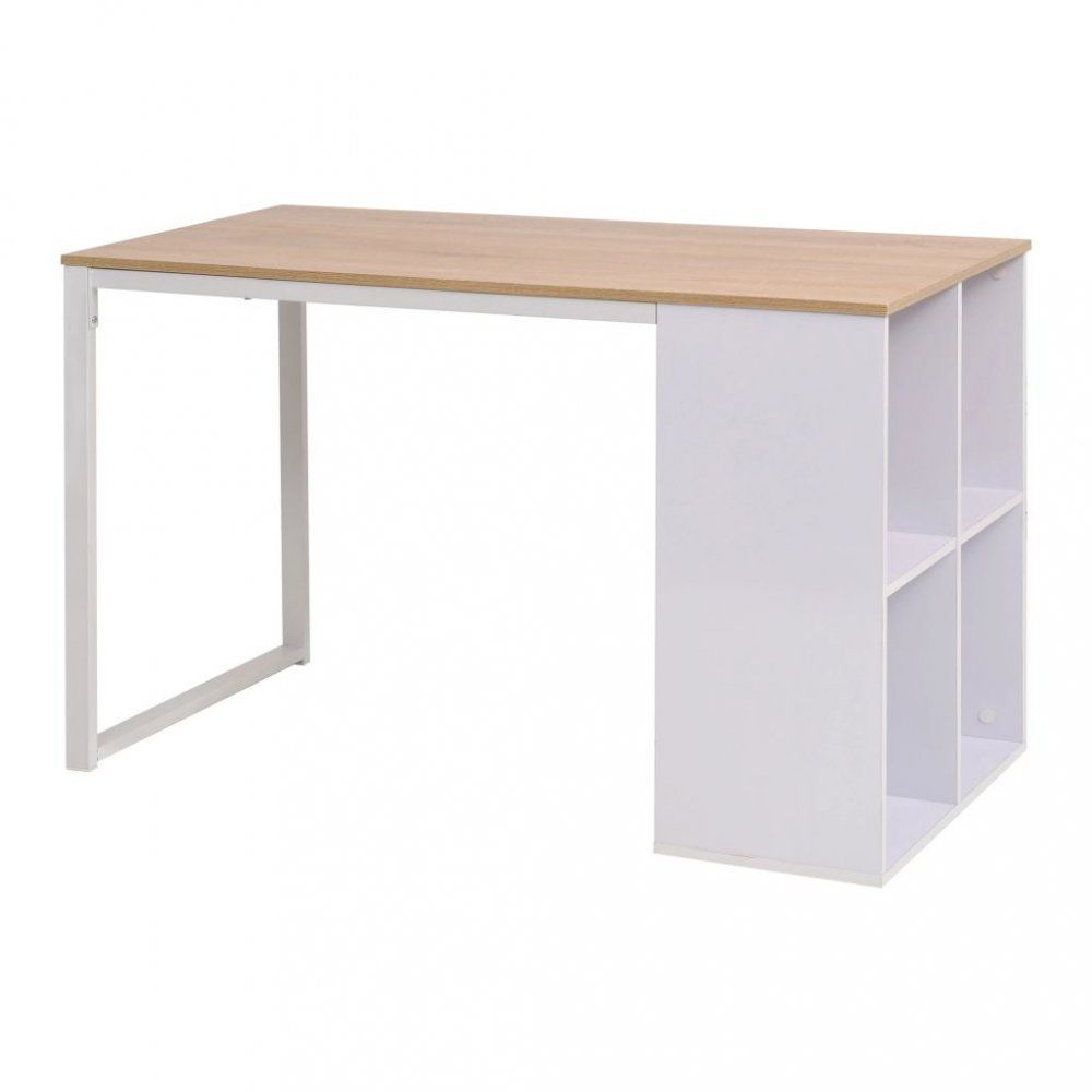 Psací stůl s regálem 120x60 cm Dekorhome Bílá / dub - DEKORHOME.CZ
