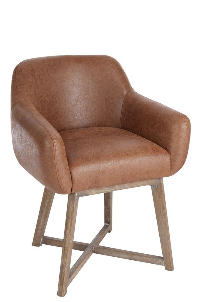 Hnědé kožené křeslo/ židle Venetta - 62*56*77 cm J-Line by Jolipa - LaHome - vintage dekorace