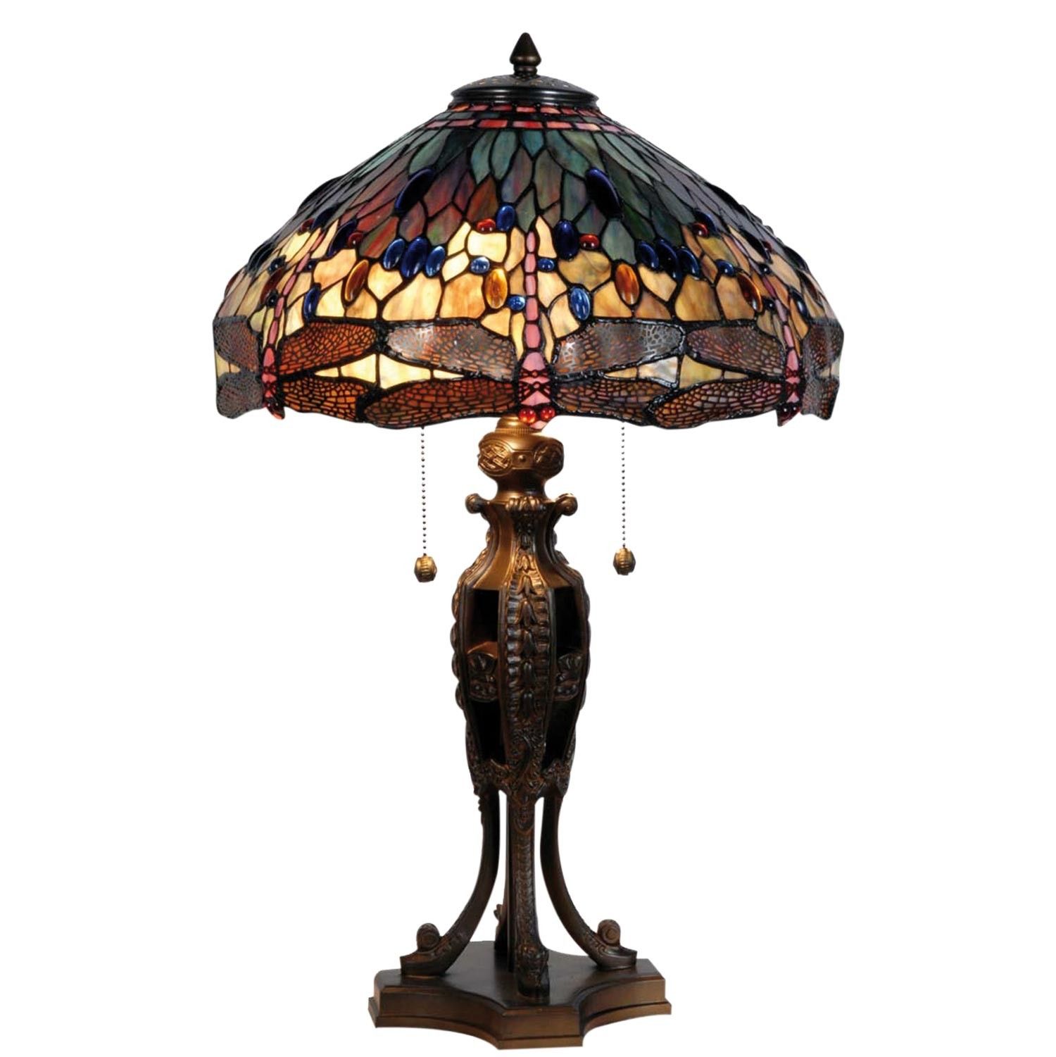 Stolní lampa Tiffany Dark dragonfly - Ø 42*64 cm Clayre & Eef - LaHome - vintage dekorace