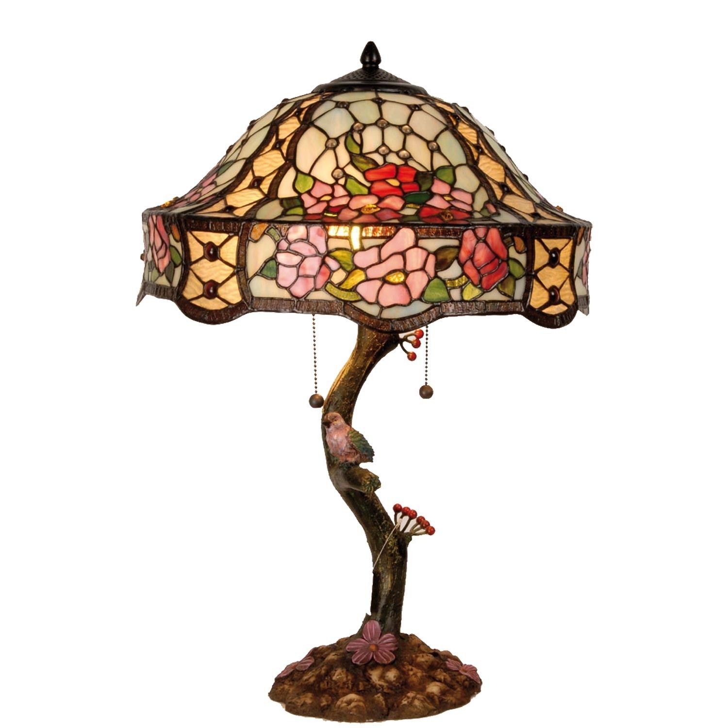 Stolní lampa Tiffany Flowers - Ø 45*62 cm 3x E27 / Max 60w Clayre & Eef - LaHome - vintage dekorace