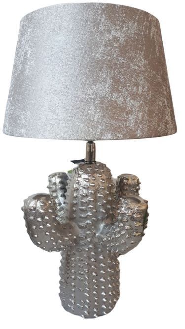 Stříbrná kovová stolní lampa Cactus  -Ø 25*43 cm/ E27 Colmore by Diga - LaHome - vintage dekorace