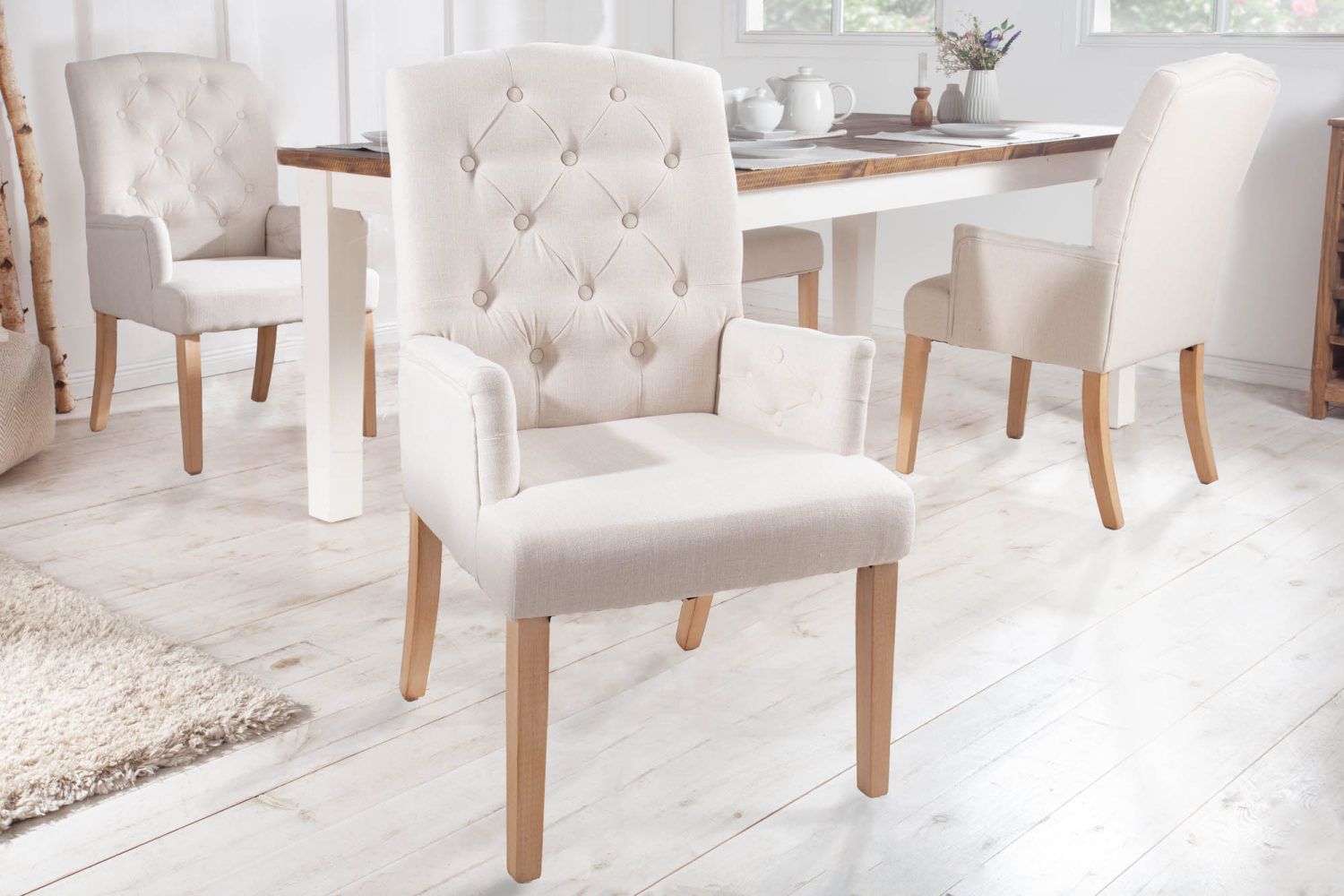 LuxD Designová židle s područkami Queen béžová - Estilofina-nabytek.cz