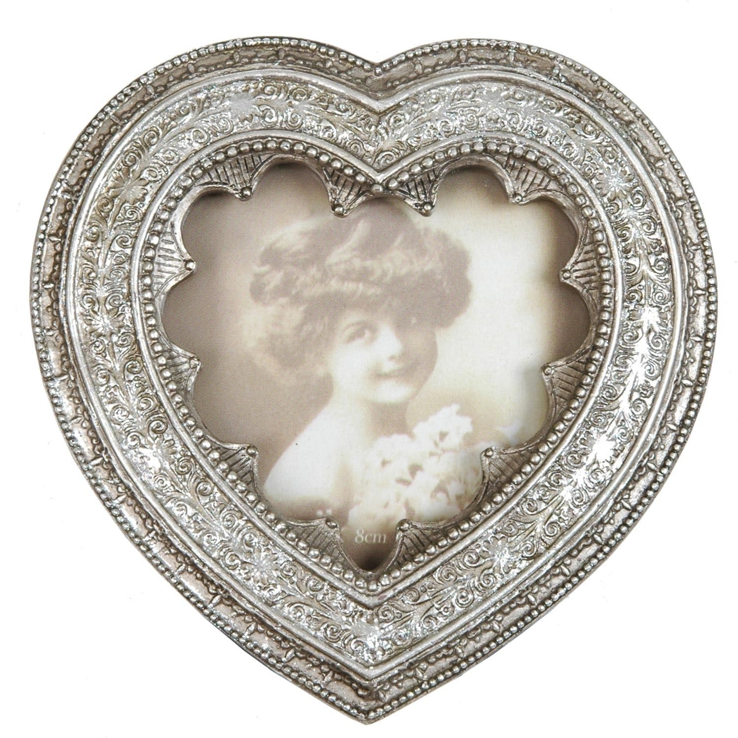 Vintage fotorámeček ve tvaru srdce - 12*12 cm / 9*9 cm Clayre & Eef - LaHome - vintage dekorace