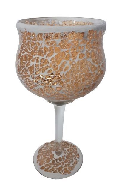 Champagne skleněný svícen na noze Mosaik - Ø 11*25 cm Ostatní - LaHome - vintage dekorace