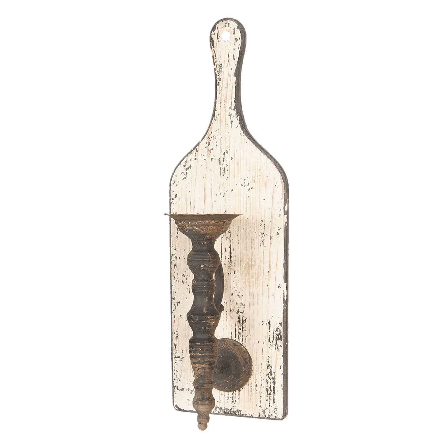 Dřevěný nástěnný svícen s patinou - 18*18*60 cm Clayre & Eef - LaHome - vintage dekorace