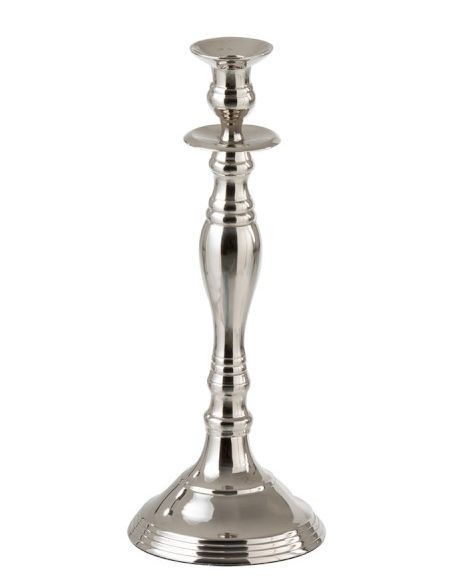 Stříbrný kovový svícen - Ø 13*34cm J-Line by Jolipa - LaHome - vintage dekorace