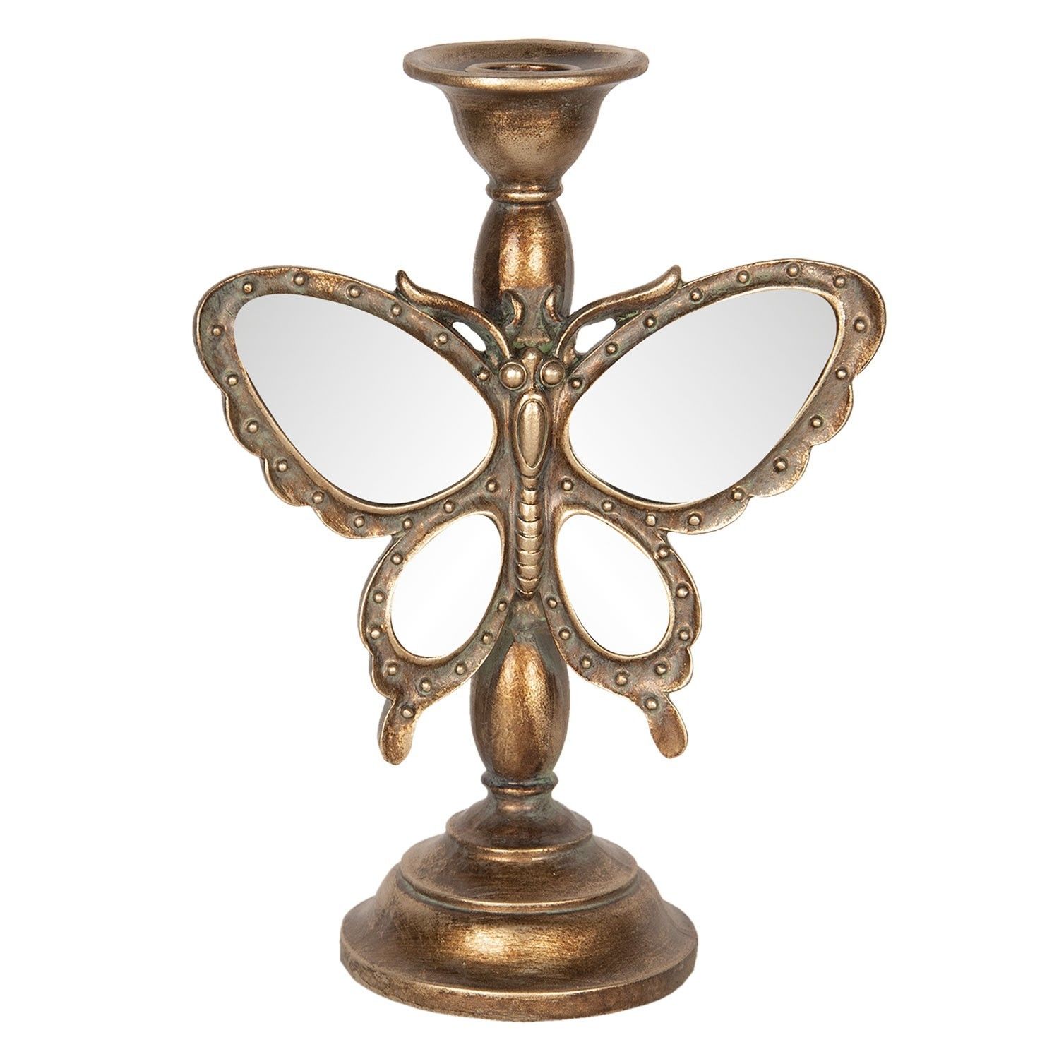 Zlatý svícen motýl - 16*9*23 cm Clayre & Eef - LaHome - vintage dekorace