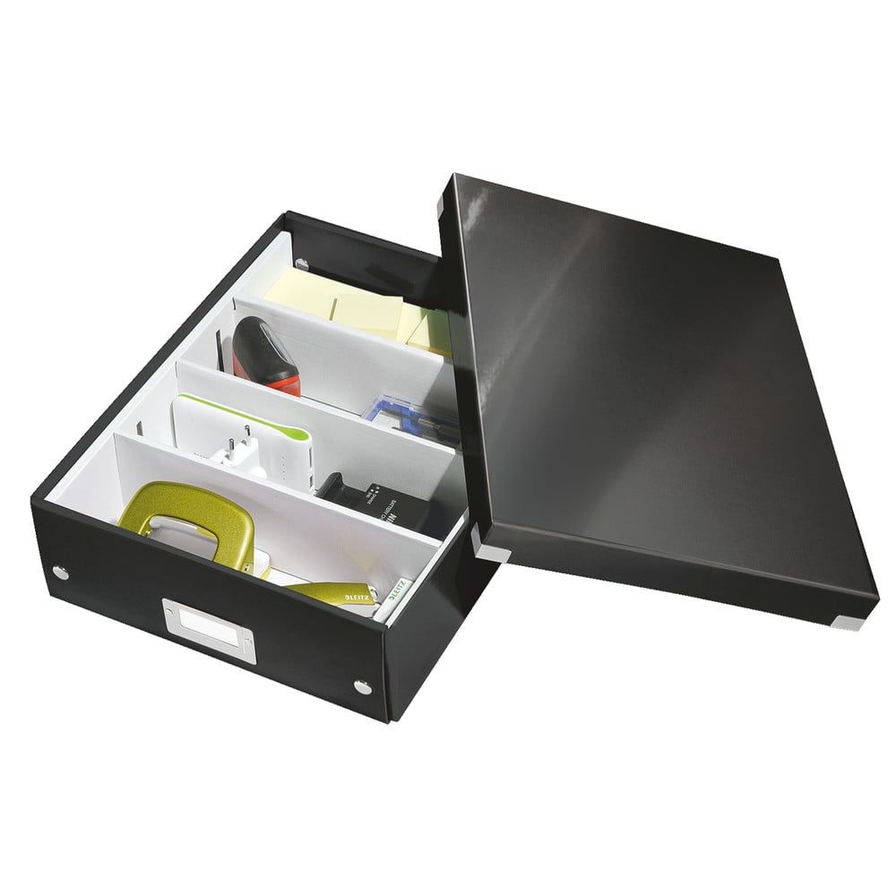 Černý kartonový úložný box s víkem 28x37x10 cm Click&Store – Leitz - Bonami.cz