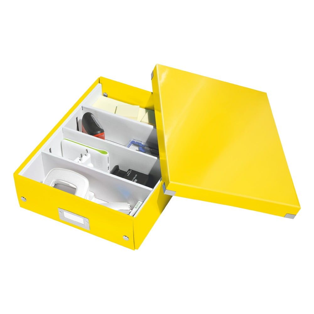 Žlutý kartonový úložný box s víkem 28x37x10 cm Click&Store – Leitz - Bonami.cz