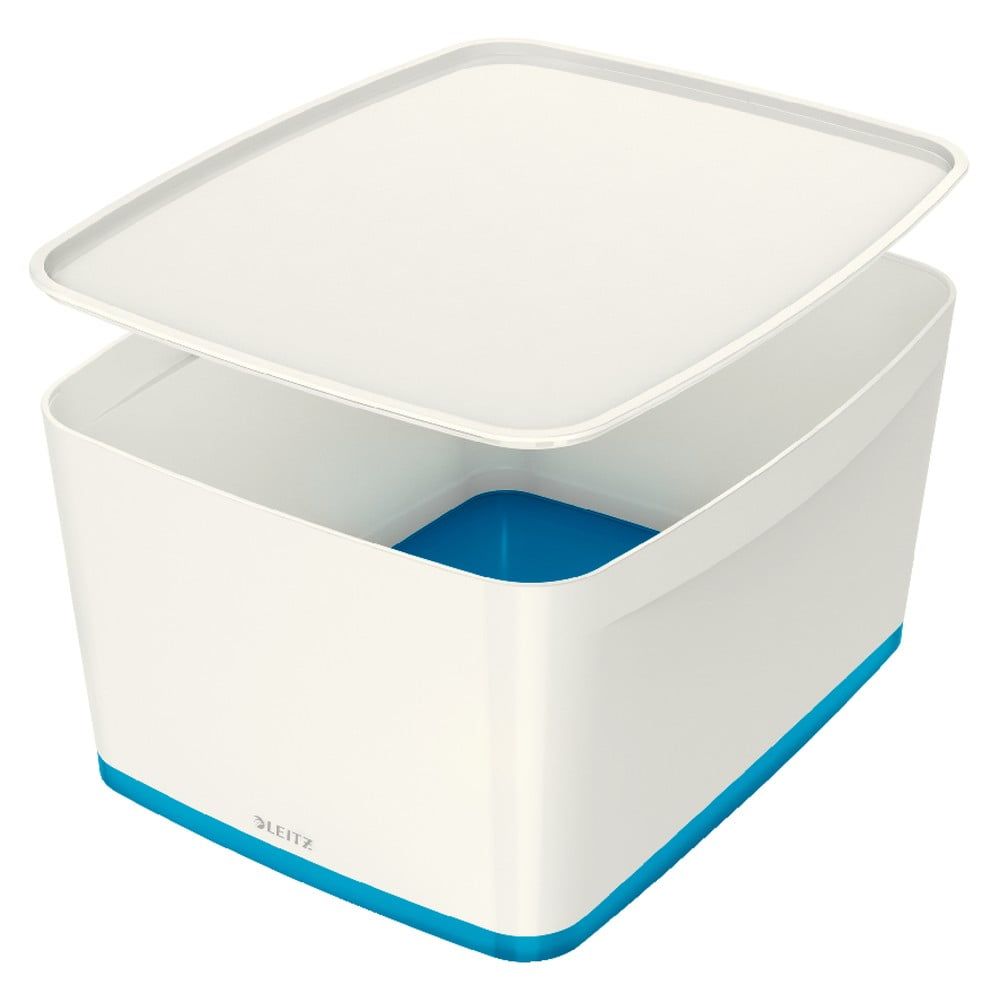 Bílo-modrý plastový úložný box s víkem 32x38.5x20 cm MyBox – Leitz - Bonami.cz
