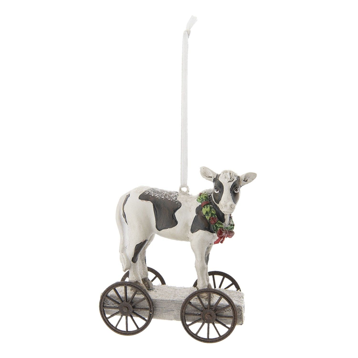 Závěsná kráva na kolečkách - 9*5*9 cm Clayre & Eef - LaHome - vintage dekorace