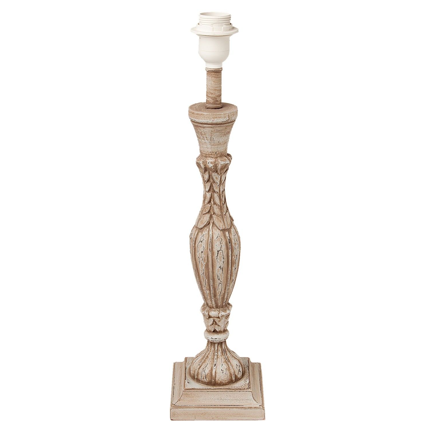 Hnědo - šedá noha k lampě s patinou - 12*12*53 cm/ E27 Clayre & Eef - LaHome - vintage dekorace