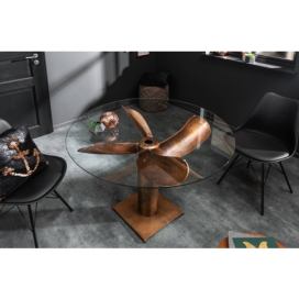 LuxD Designový jídelní stůl Propeller 94 cm měděný