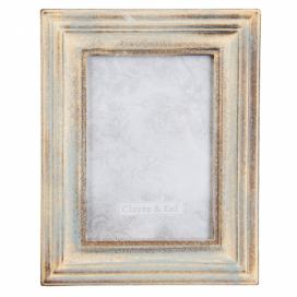 Dřevěný fotorámeček s modrou patinou - 19*2*24 cm / 13*18 cm Clayre & Eef LaHome - vintage dekorace