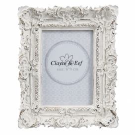 Fotorámeček bílý s patinou - 10*2*12 cm / 6*9 cm Clayre & Eef LaHome - vintage dekorace