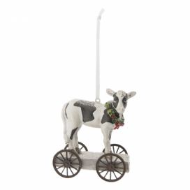 Závěsná kráva na kolečkách - 9*5*9 cm Clayre & Eef LaHome - vintage dekorace