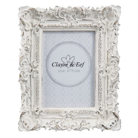 Fotorámeček bílý s patinou - 10*2*12 cm / 6*9 cm Clayre & Eef LaHome - vintage dekorace