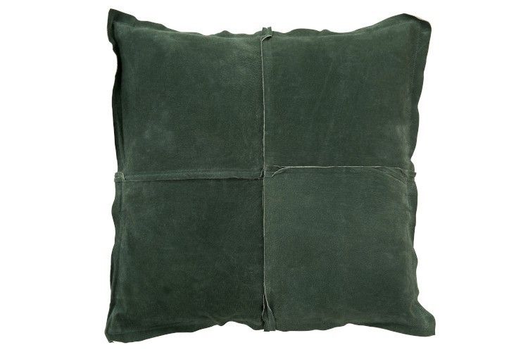 Zelený kožený polštář s výplní - 45*45cm J-Line by Jolipa - LaHome - vintage dekorace