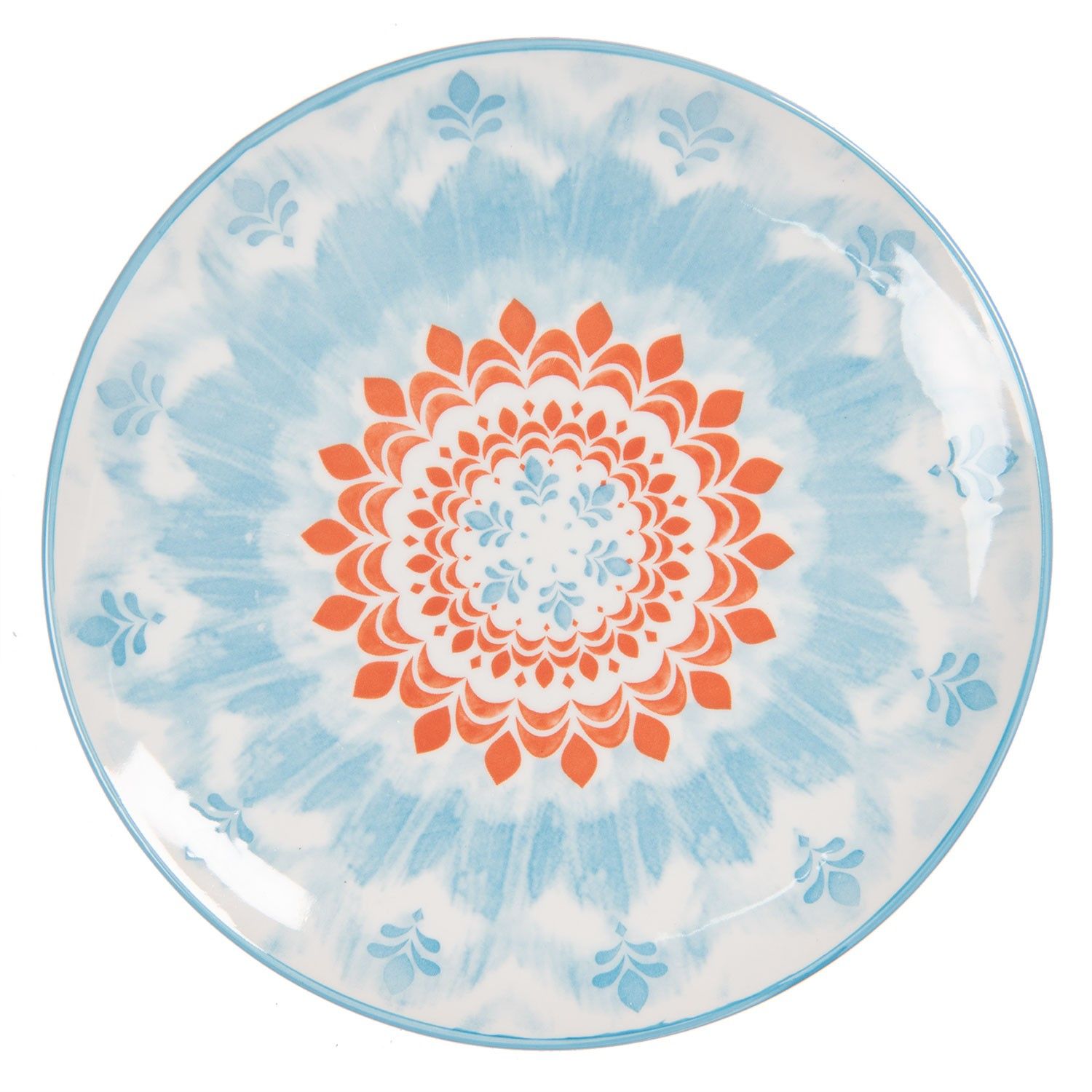 Azurovo-oranžový dezertní talíř Azuré - Ø 21 cm Clayre & Eef - LaHome - vintage dekorace