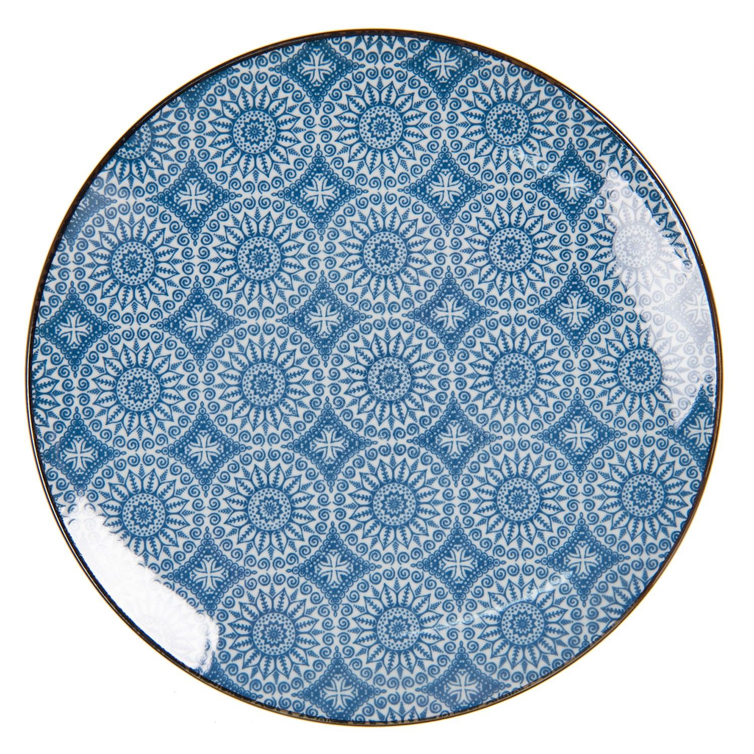 Dezertní talíř s modrým květinovým ornamentem BlueSnow - Ø 21 cm Clayre & Eef - LaHome - vintage dekorace