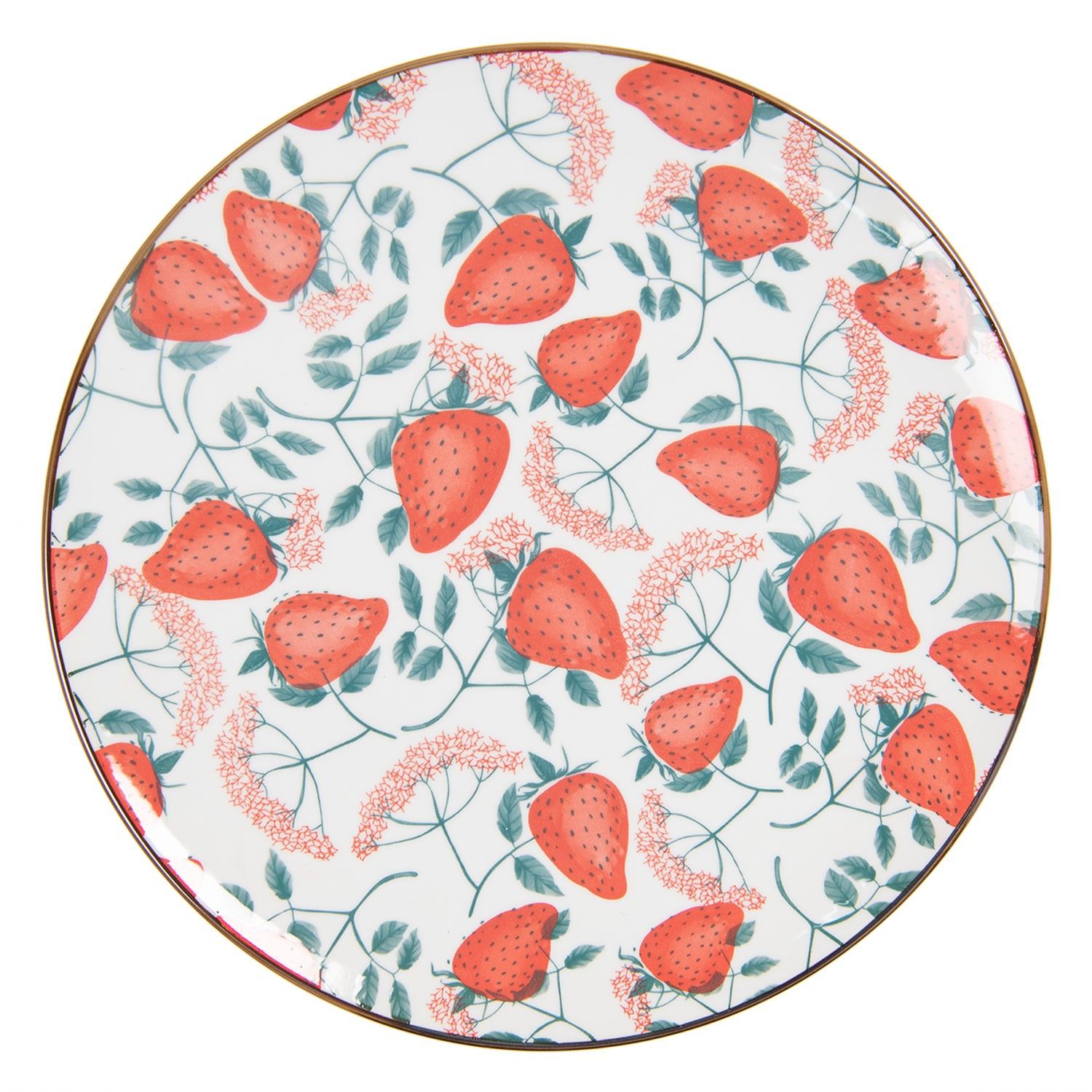 Jídelní talíř s jahodami Redstraw - Ø 26 cm Clayre & Eef - LaHome - vintage dekorace
