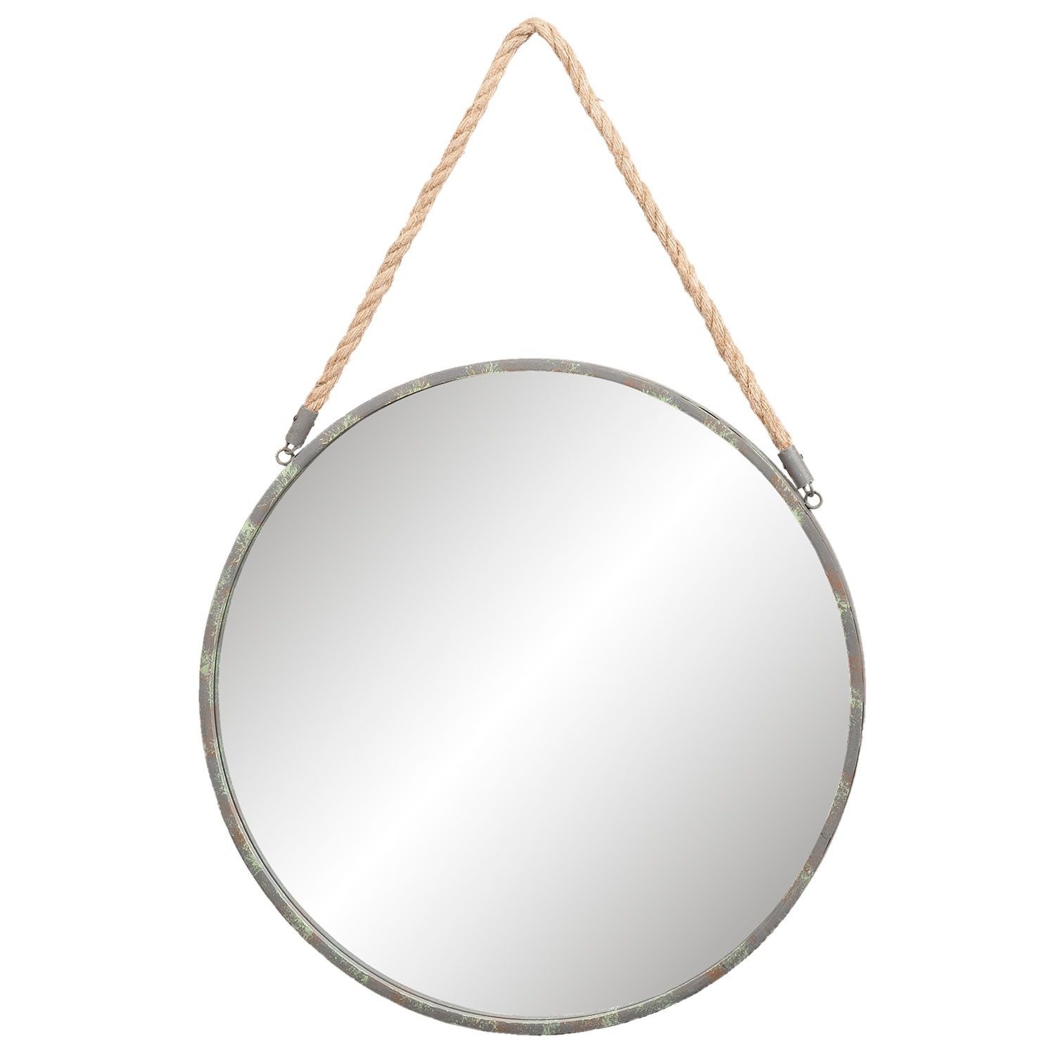 Kulaté zrcadlo v rámu s provazem - Ø 56*3 cm Clayre & Eef - LaHome - vintage dekorace