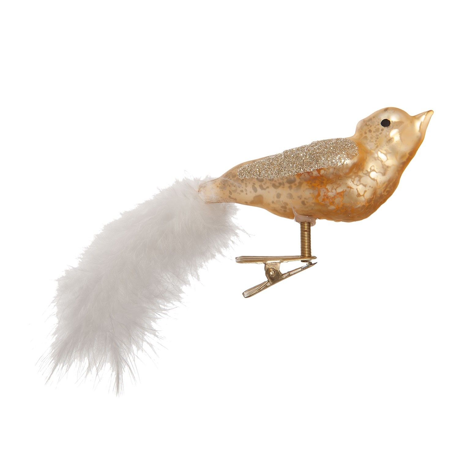 Vánoční ozdoba ptáček s peříčkem  - 15*4*6 cm  Clayre & Eef - LaHome - vintage dekorace