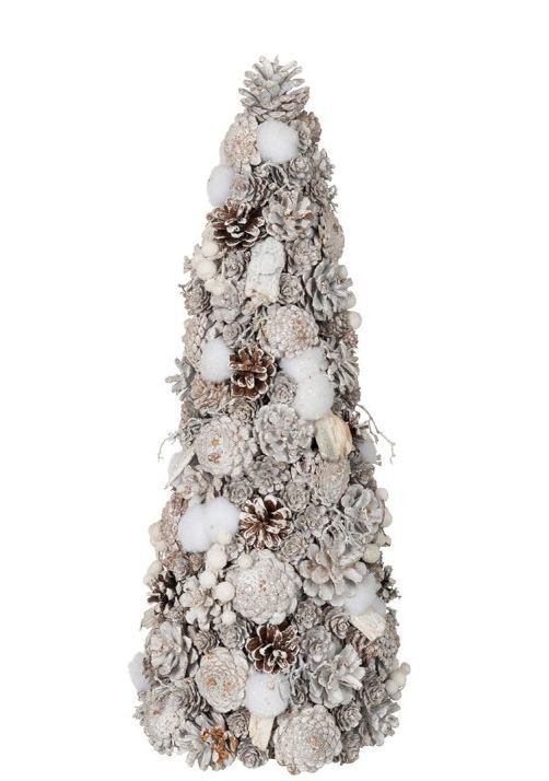 Bílý vánoční stromek se šiškami -  21*21*51cm J-Line by Jolipa - LaHome - vintage dekorace
