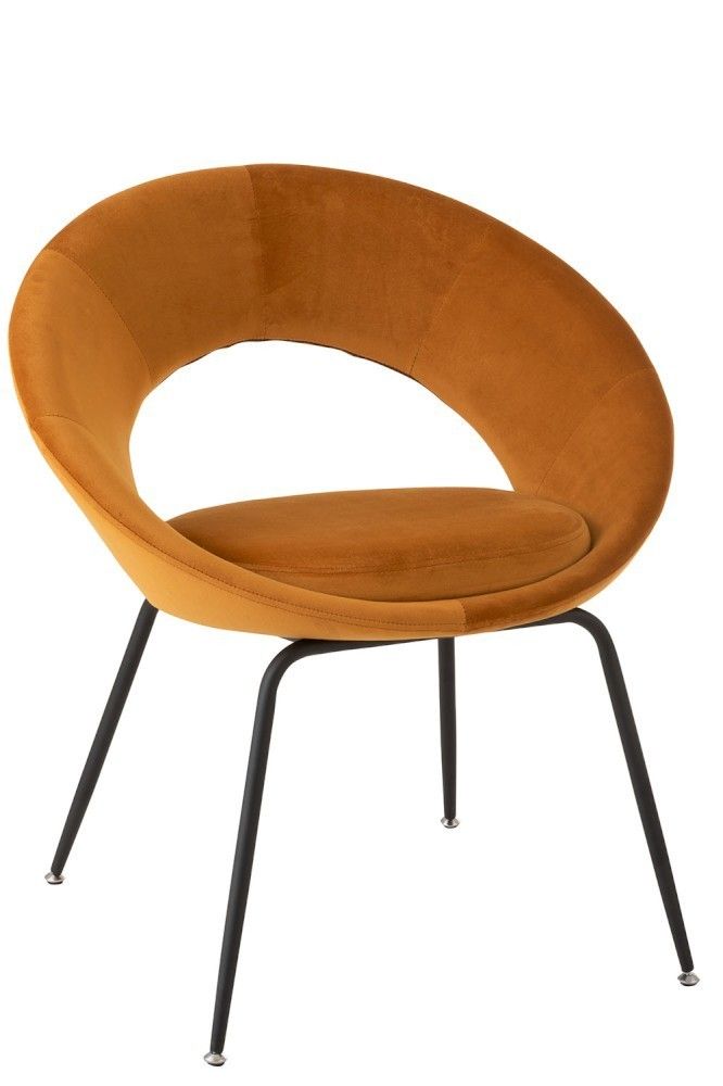 Okrová sametová židle Ohre - 68*51*80cm J-Line by Jolipa - LaHome - vintage dekorace
