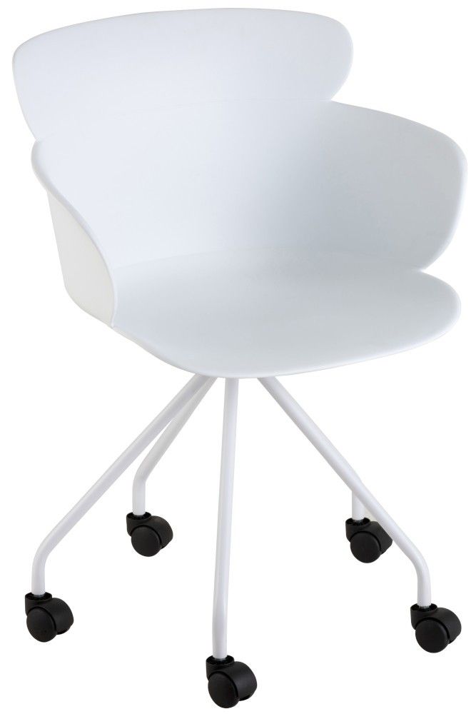 Plastová bílá židle na kolečkách Eva - 56*53*81 cm J-Line by Jolipa - LaHome - vintage dekorace