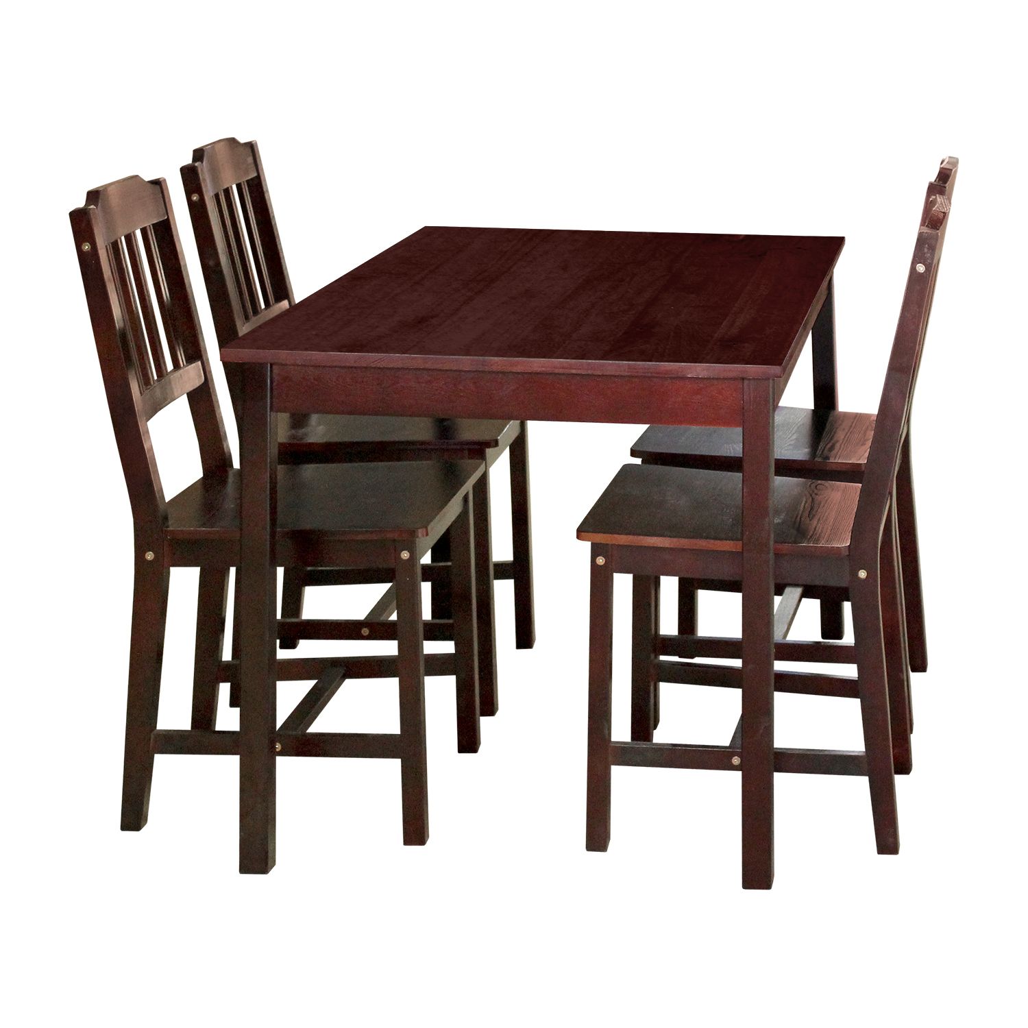 Stůl + 4 židle 8849 tmavohnědý lak - IDEA nábytek