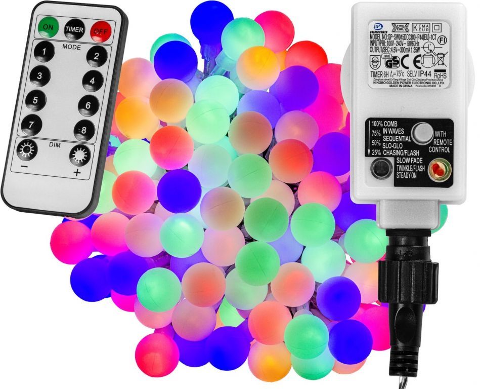 VOLTRONIC® Párty osvětlení - 5 m, 50 LED diod, barevné + ovladač - Kokiskashop.cz