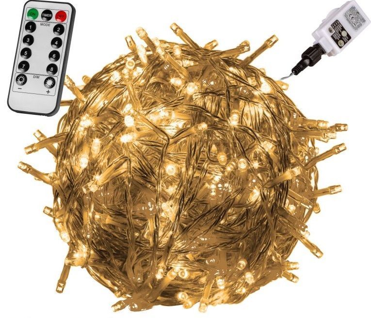 VOLTRONIC® Vánoční LED osvětlení 20 m - teple bílá 200 LED + ovladač - Kokiskashop.cz
