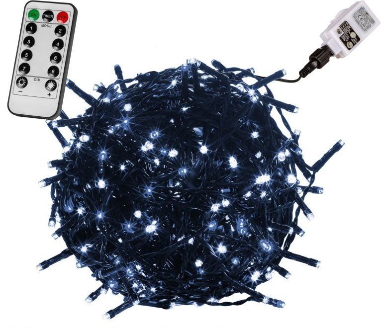 VOLTRONIC® Vánoční LED osvětlení 40 m - studená bílá 400 LED + ovladač - zelený kabel - Kokiskashop.cz