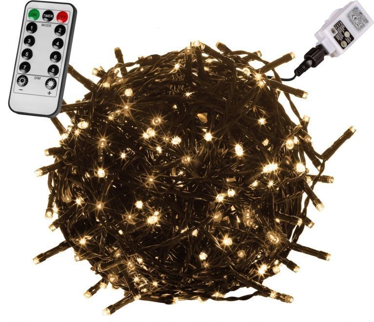 VOLTRONIC® Vánoční LED osvětlení 40 m - teple bílá 400 LED + ovladač - zelený kabel - Kokiskashop.cz