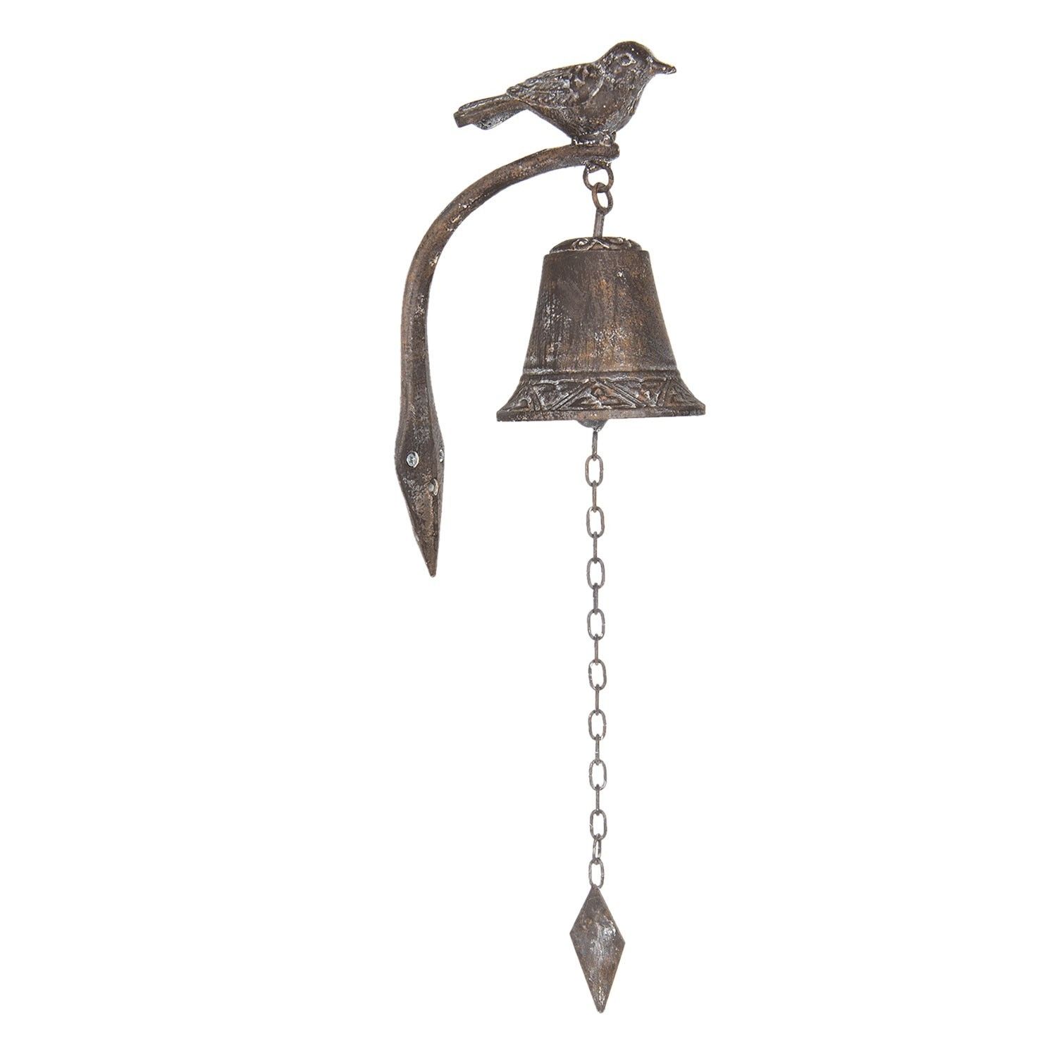 Litinový zvonek s ptáčkem Bird - 10*15*25 cm Clayre & Eef - LaHome - vintage dekorace
